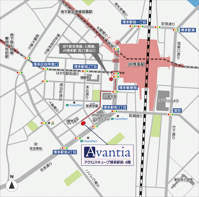 アヴァンティア福岡オフィスへの地図