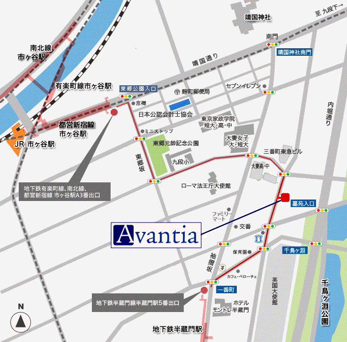 アヴァンティア事務所への地図