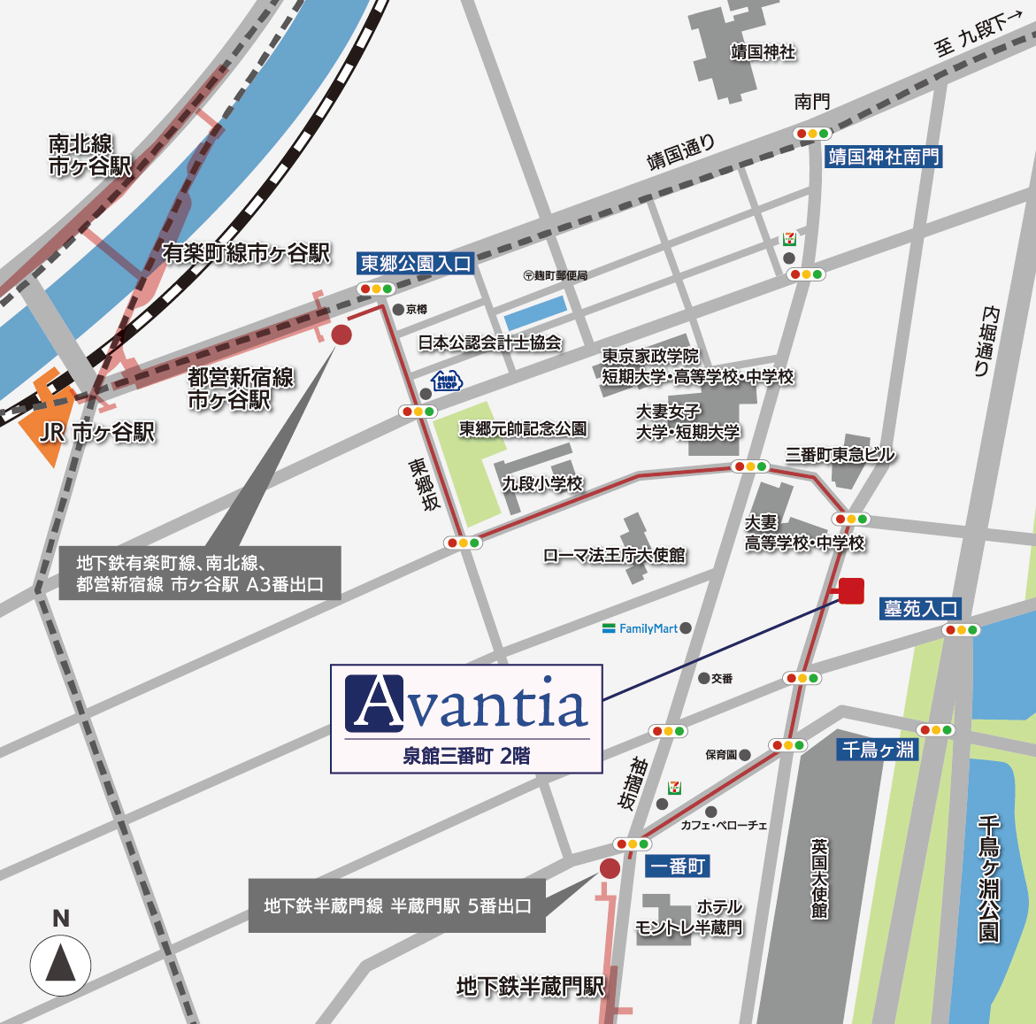 アヴァンティア事務所への地図