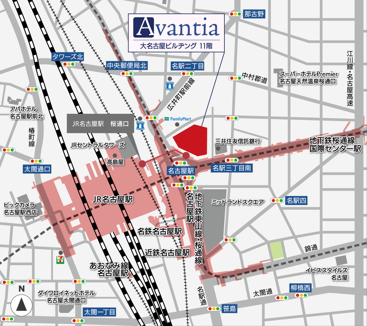 アヴァンティア名古屋事務所への地図